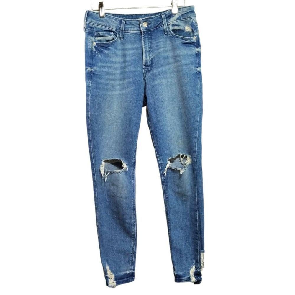 Old Navy Distressed Slim Stretch Blue Denim Ankle Jeans Sz 4